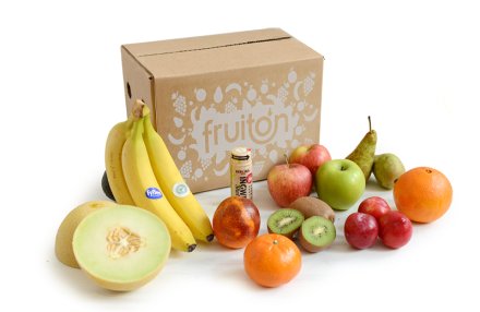 3 kg Obstbox mit Bananen, Äpfeln, Birnen, Kiwis und einem 60 ml Ingwer Shot für euere Gesundheit.