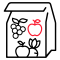 Icon einer Obsttüte, symbolisiert Premium Tüte