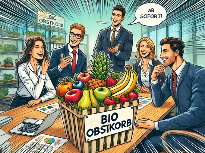 Bio-Obstkorb am Arbeitsplatz